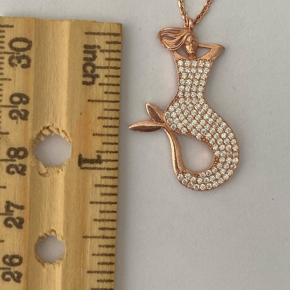 🧜‍♀️Mermaid 925 silver cz necklace 18k yellow gold plated - Picture 2 of 3